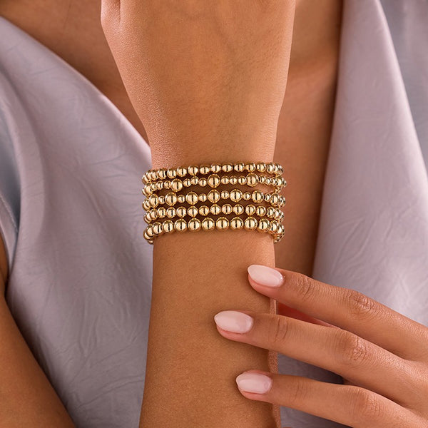 Gold-Tone Mixed Beaded Stretch Bracelet Set | 40B5250