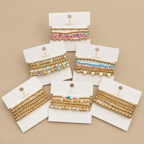 Gold-Tone Mixed Beaded Stretch Bracelet Set | 40B5250