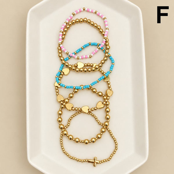 Gold-Tone Mixed Beaded Stretch Bracelet Set | 40B5250