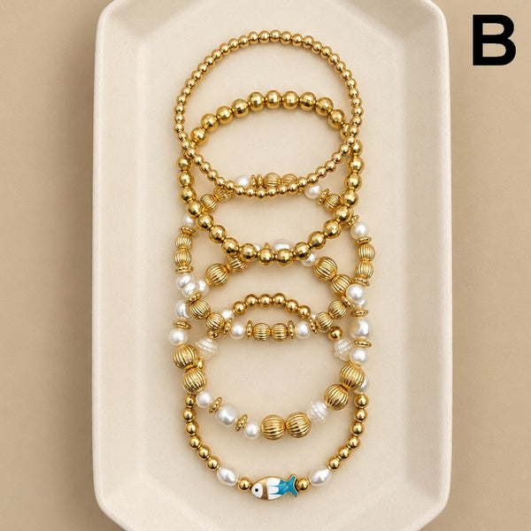 Gold-Tone Mixed Beaded Stretch Bracelet Set | 40B5250