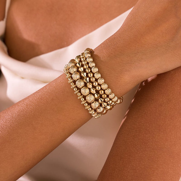 Gold-Tone Mixed Beaded Stretch Bracelet Set | 40B5250