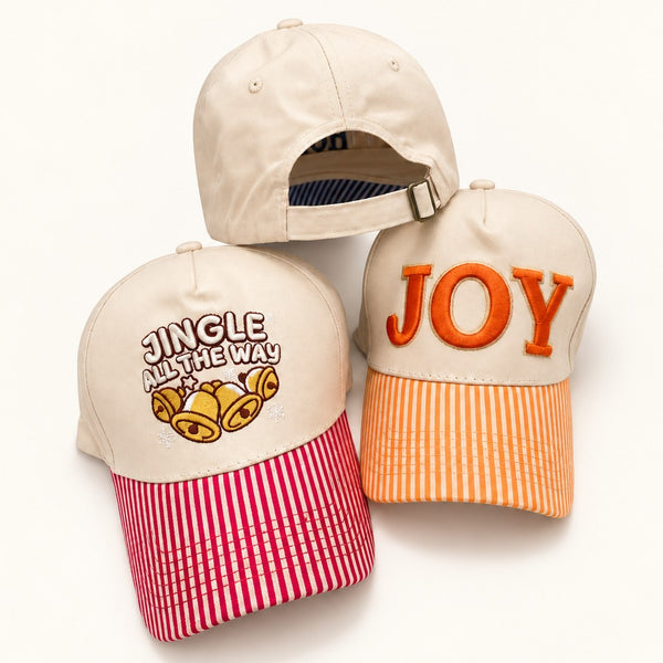 Holiday Embroidered Striped Brim Baseball Cap | 40HW763