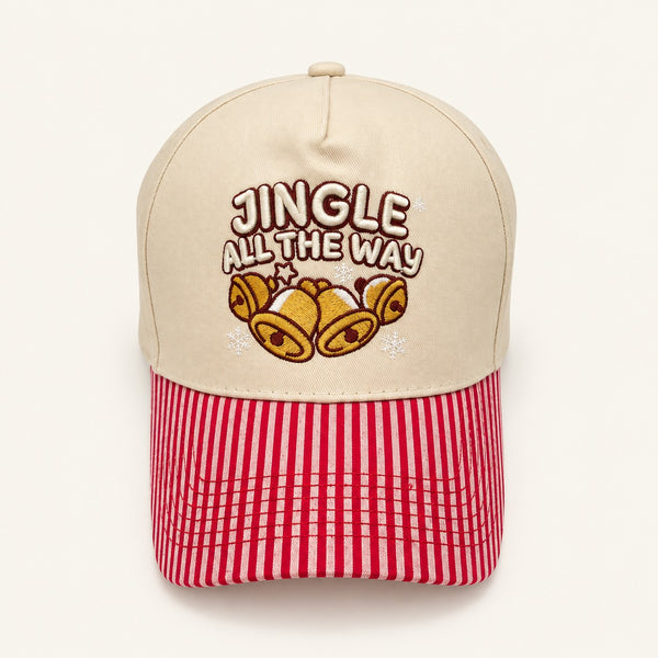 Holiday Embroidered Striped Brim Baseball Cap | 40HW763