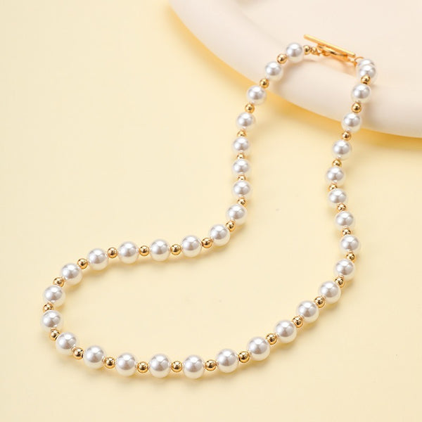 Classic Pearl Beaded Toggle Closure Necklace | 40NK9792