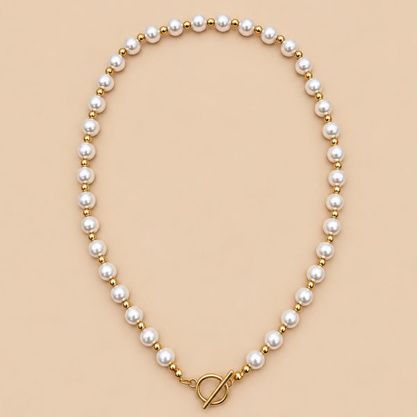 Classic Pearl Beaded Toggle Closure Necklace | 40NK9792