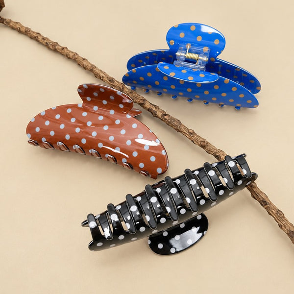 Retro Polka Dot French Style Hair Claw Clips | 40H1202