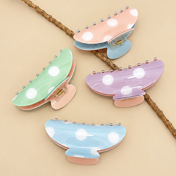 Oversized Polka Dot Curved Hair Claw Clips | 40H1203