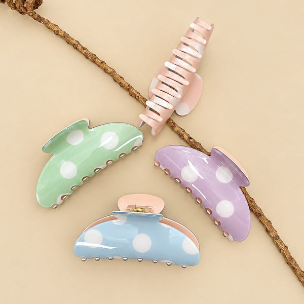 Oversized Polka Dot Curved Hair Claw Clips | 40H1203