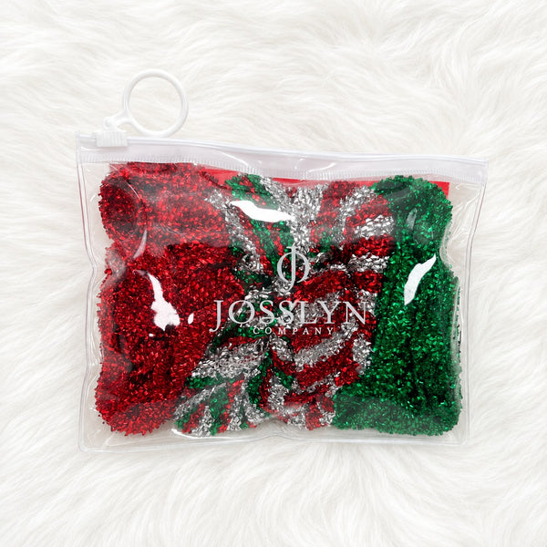 HOLIDAY STRIPE & SOLID SCRUNCHIES SET OF 4 | 40S747