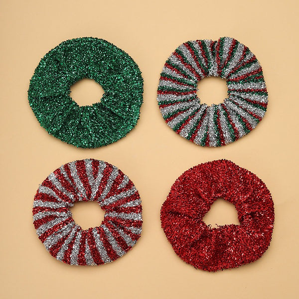 HOLIDAY STRIPE & SOLID SCRUNCHIES SET OF 4 | 40S747