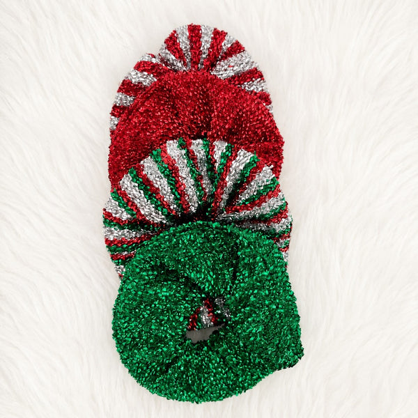 HOLIDAY STRIPE & SOLID SCRUNCHIES SET OF 4 | 40S747