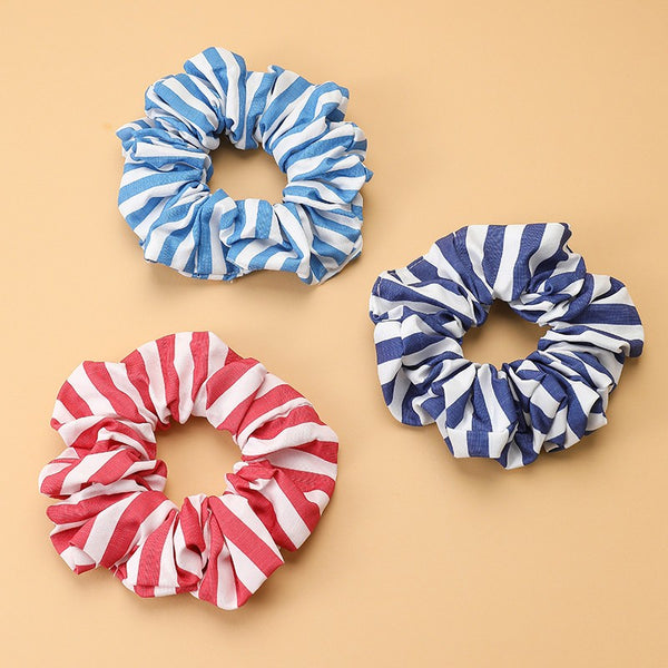CLASSIC STRIPED FABRIC HAIR SCRUNCHIES | 40S748