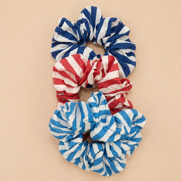 CLASSIC STRIPED FABRIC HAIR SCRUNCHIES | 40S748