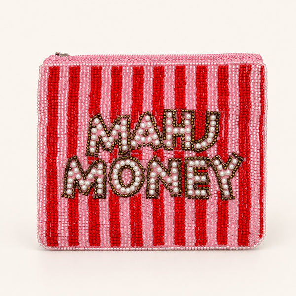 "MAHJONG" STRIPED BEAD POUCH COIN PURSE | 40P659