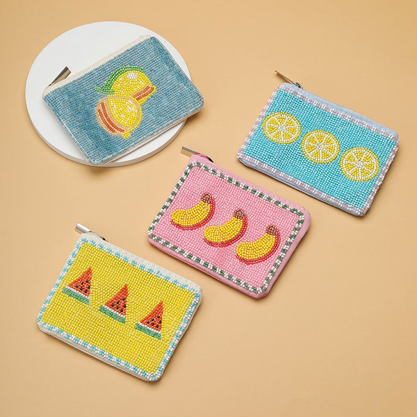FRUIT SEED BEAD POUCH COIN PURSE | 40P655