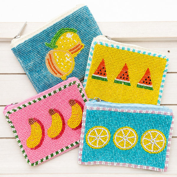 FRUIT SEED BEAD POUCH COIN PURSE | 40P655