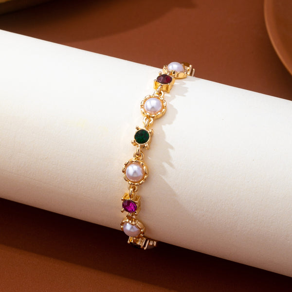Multicolor Crystal & Pearl Tennis Bracelet | 80B1905