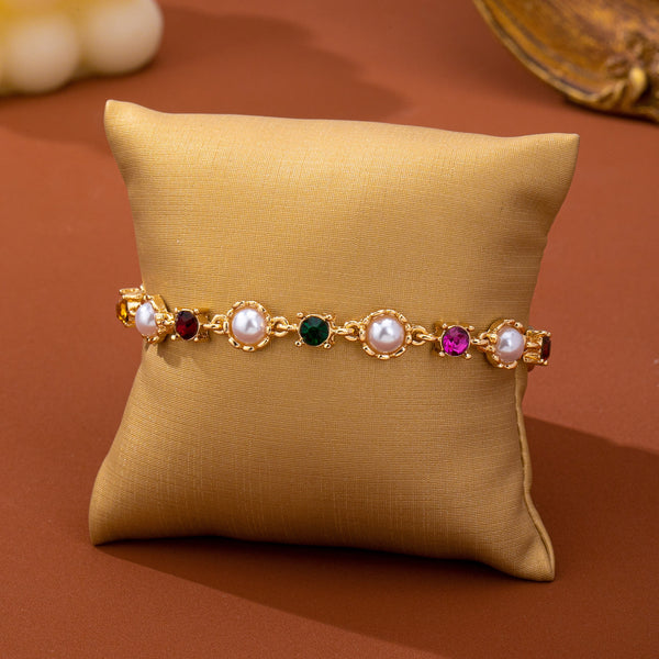 Multicolor Crystal & Pearl Tennis Bracelet | 80B1905