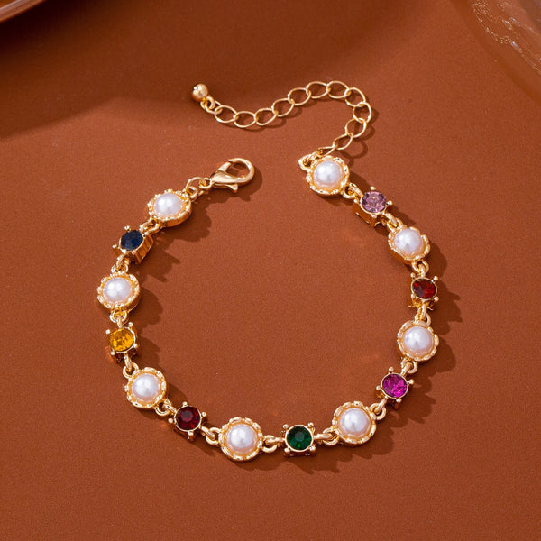 Multicolor Crystal & Pearl Tennis Bracelet | 80B1905