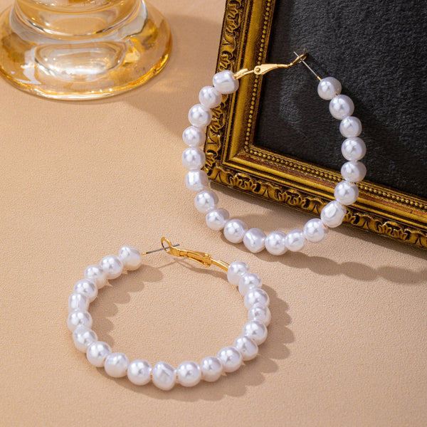 Classic Pearl Beaded Hoop Earrings | 80E63179
