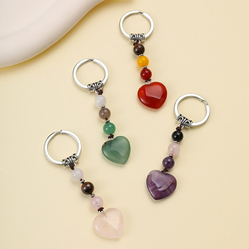 Natural Gemstone Heart Dangle Bag Charm Key Chain | 40KC197 – JOSSLYN ...