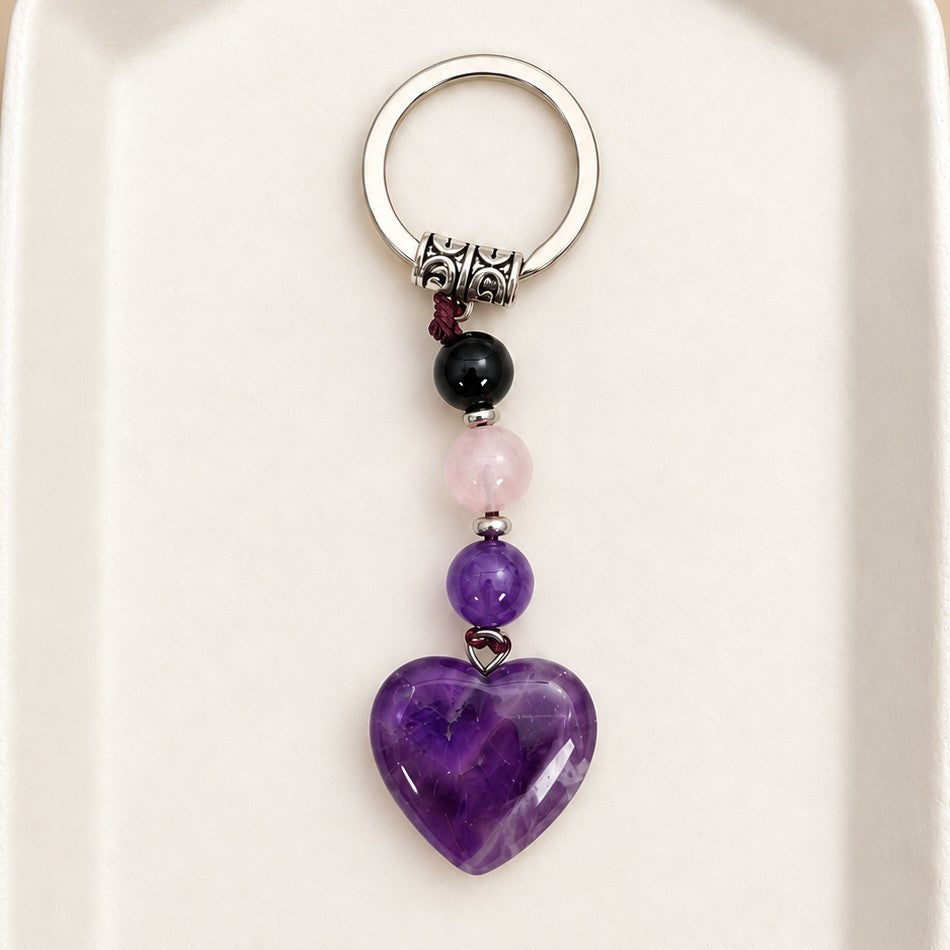 Natural Gemstone Heart Dangle Bag Charm Key Chain | 40KC197 – JOSSLYN ...
