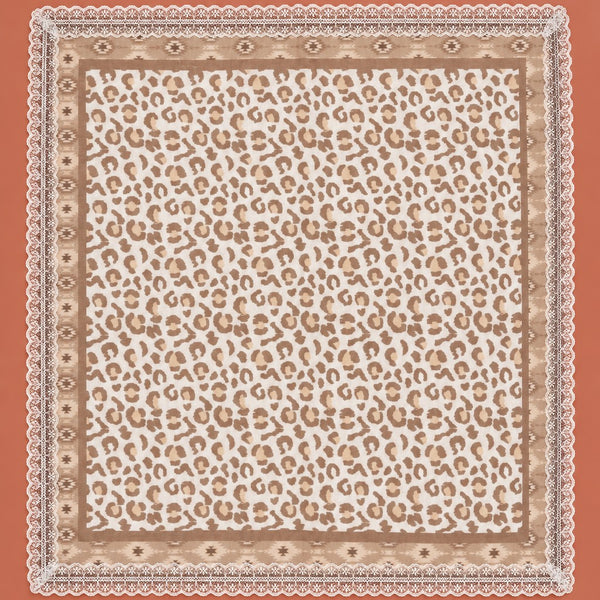 Animal & Paisley Print Lace-Trimmed Square Scarf | 40SC764