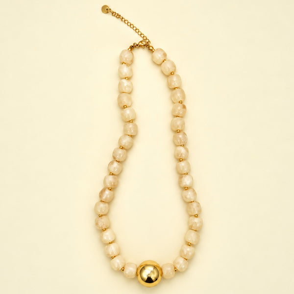 Barrel Beaded & Gold Ball Centerpiece Necklace | 40NK9768