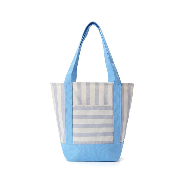 Striped Canvas Polyester Cotton Shoulder Tote Bag | 40P656