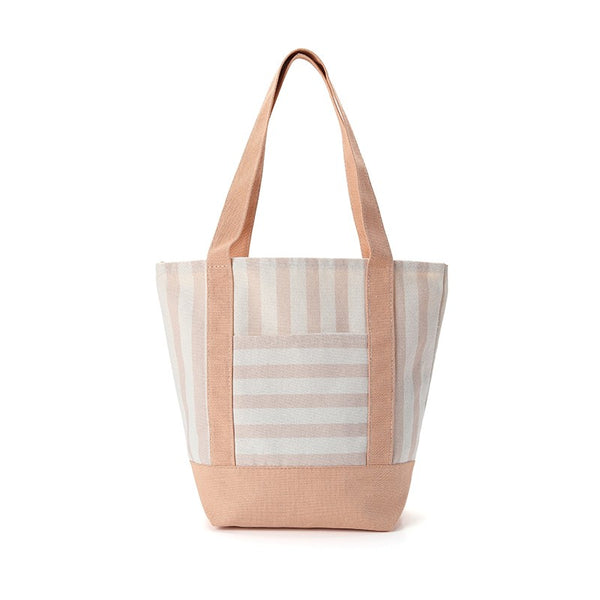 Striped Canvas Polyester Cotton Shoulder Tote Bag | 40P656