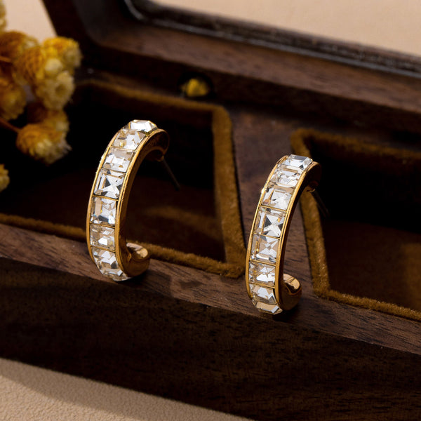 Crystal Gold-Tone Huggie Hoop Earrings | 80E63162