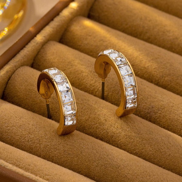Crystal Gold-Tone Huggie Hoop Earrings | 80E63162