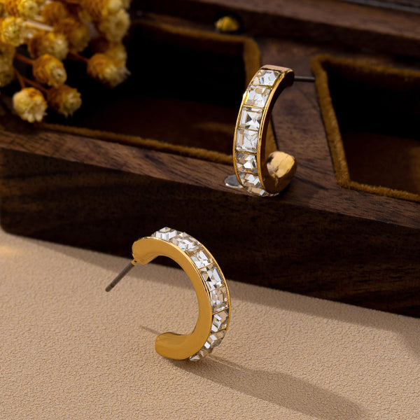 Crystal Gold-Tone Huggie Hoop Earrings | 80E63162