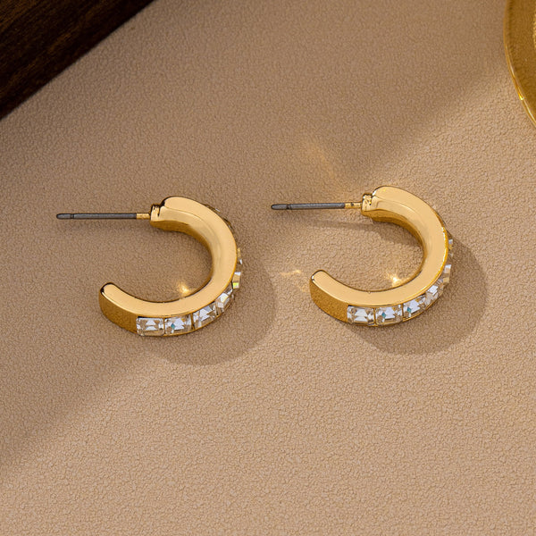 Crystal Gold-Tone Huggie Hoop Earrings | 80E63162