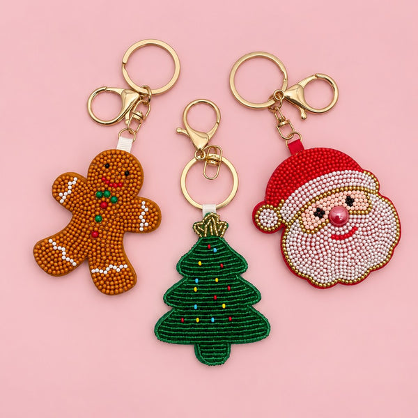 Seed Beaded Christmas Holiday Keychain & Bag Charm | 40KC200
