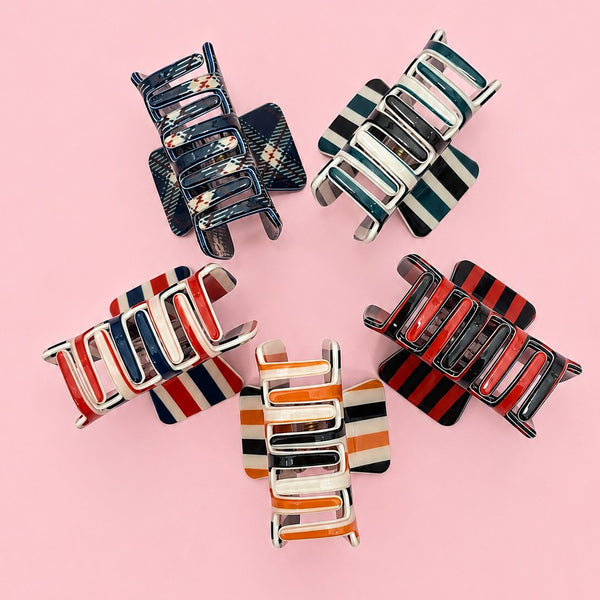 Striped & Plaid Hair Claw Clips | 40H1210