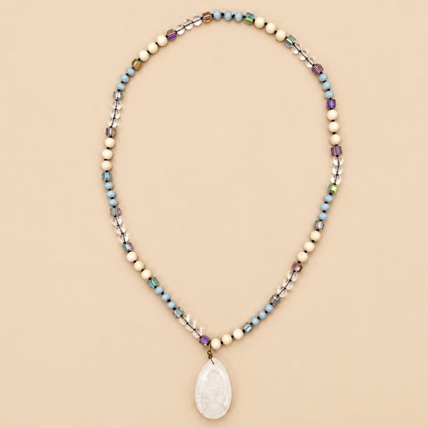 Natural Stone Teardrop Pendant Beaded Long Necklace|40NK9773