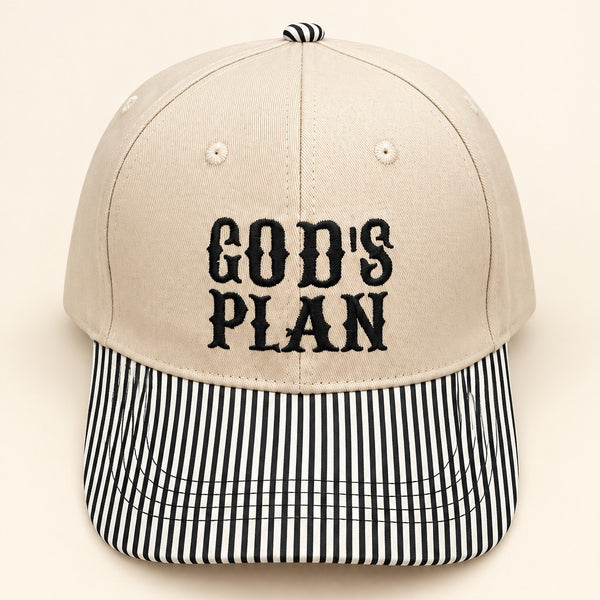 Embroidery "GOD'S PLAN" Striped Brim Baseball Cap | 40HW766