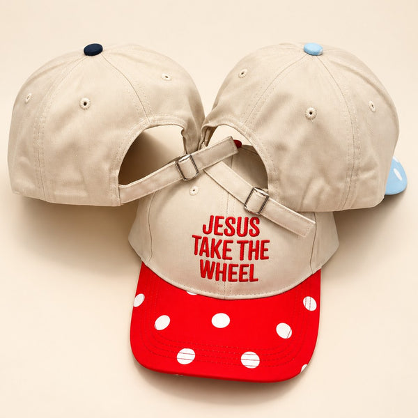 "JESUS TAKE THE WHEEL" Polka Dot Baseball Cap | 40HW767