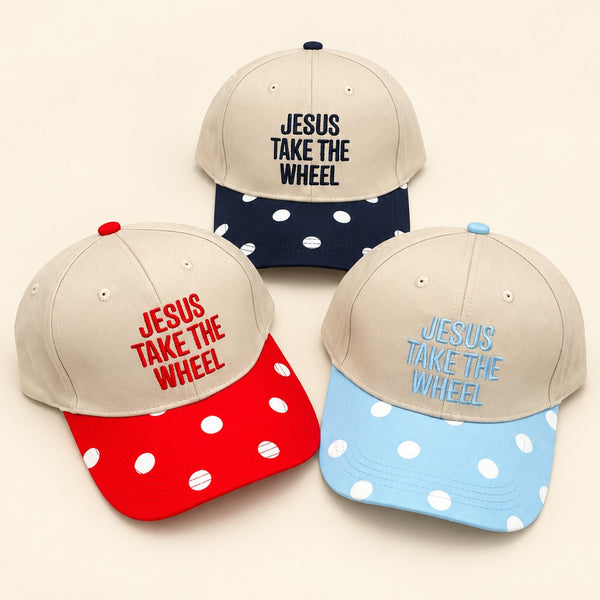 "JESUS TAKE THE WHEEL" Polka Dot Baseball Cap | 40HW767
