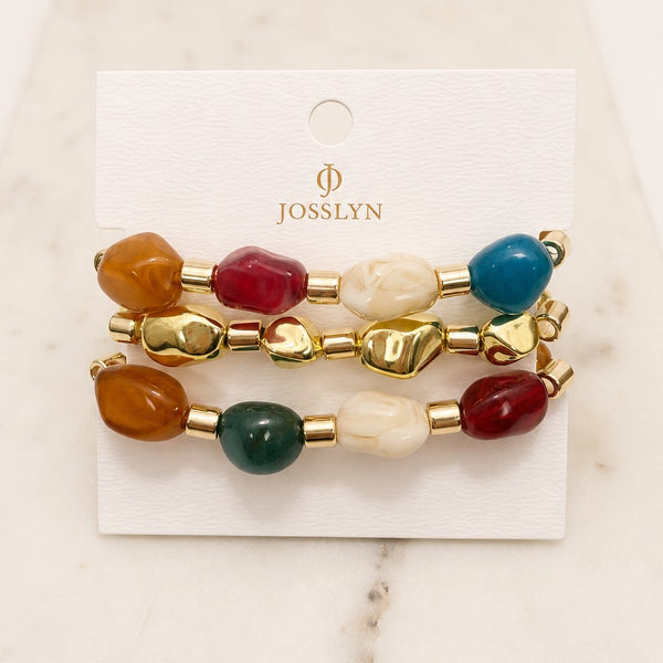 Irregular Resin & Gold Nugget Beaded Bracelet Set | 40B5277