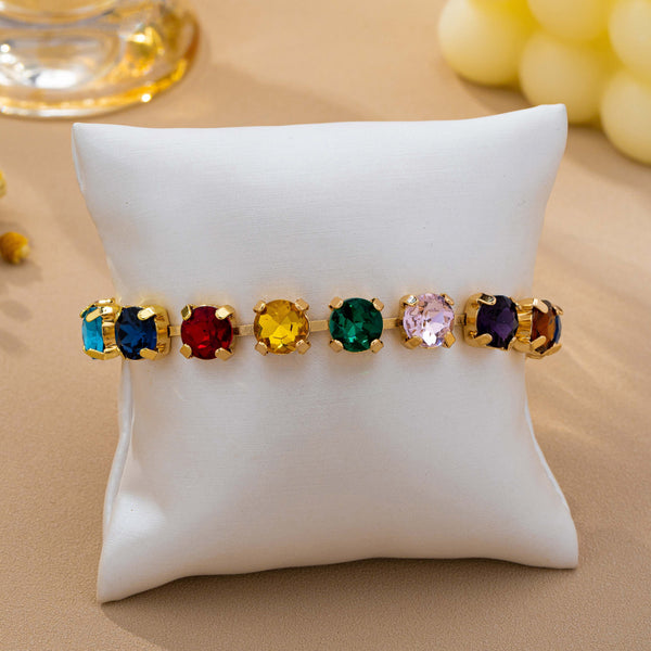 Brass Glass Crystal Tennis Toggle Bracelet | 80B1902
