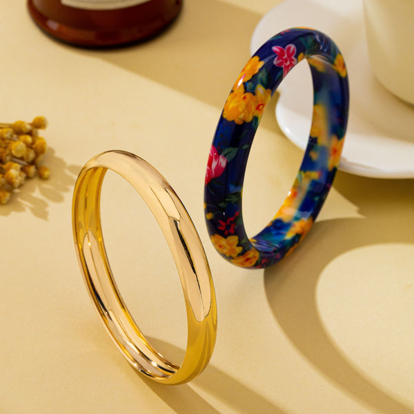 Floral Resin & Gold-Tone Bangle Bracelet Set | 80B1914