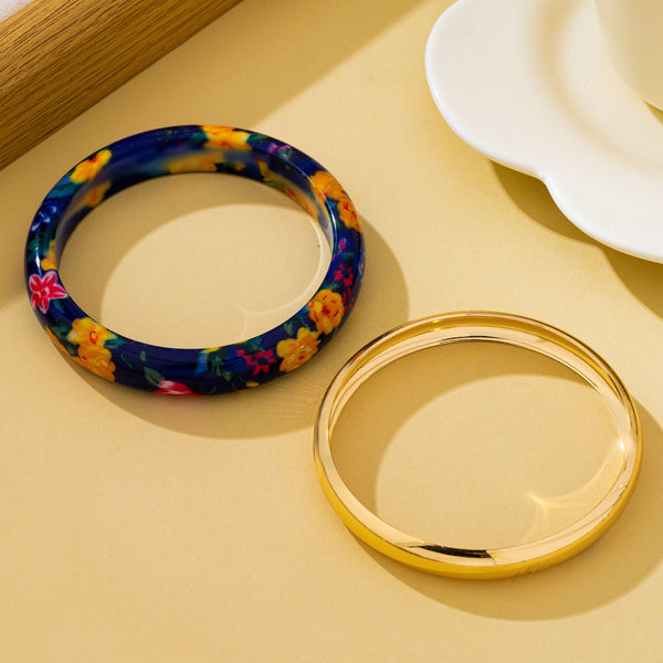Floral Resin & Gold-Tone Bangle Bracelet Set | 80B1914