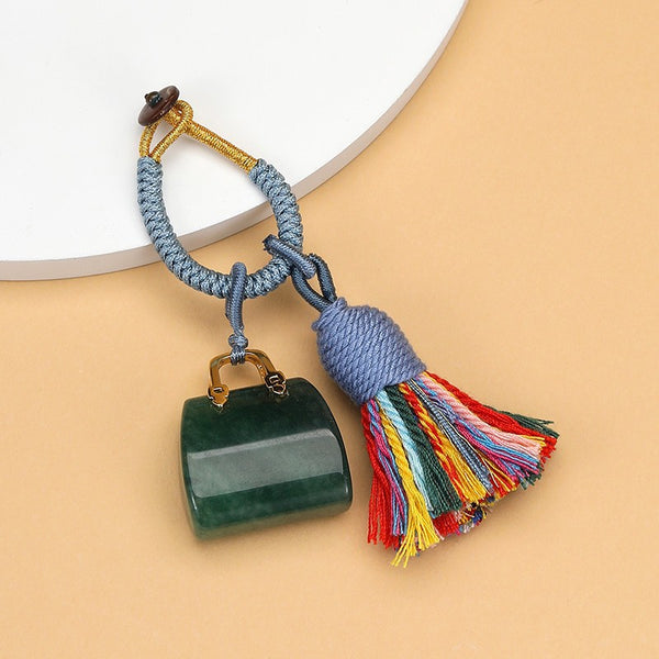 Mini Handbag Natural Gemstone Bag Charm & Keychain | 40KC202