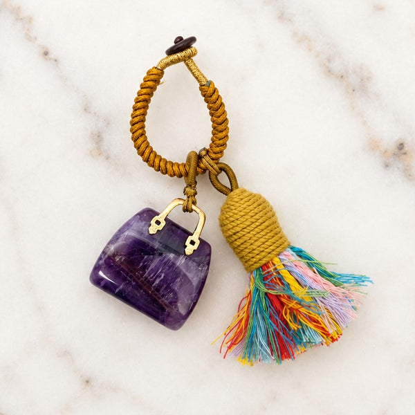 Mini Handbag Natural Gemstone Bag Charm & Keychain | 40KC202