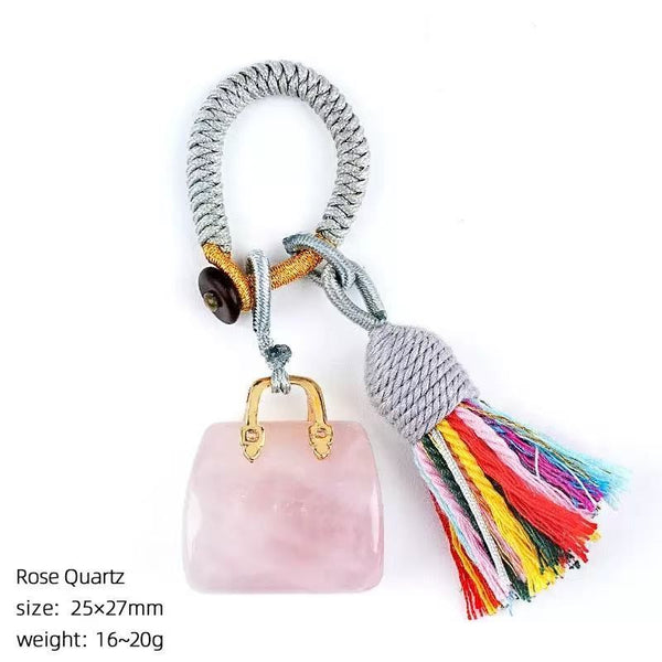 Mini Handbag Natural Gemstone Bag Charm & Keychain | 40KC202