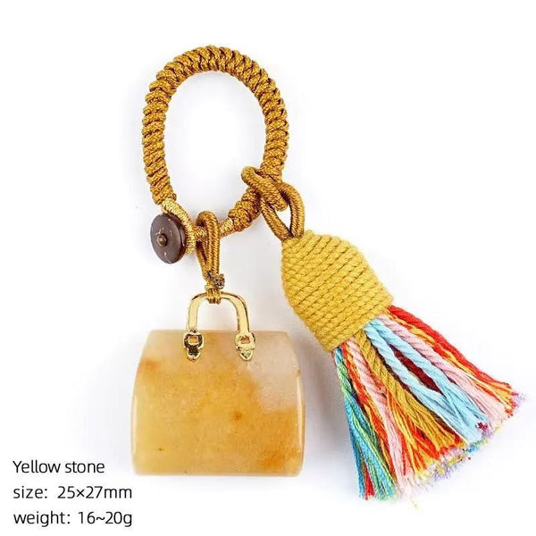 Mini Handbag Natural Gemstone Bag Charm & Keychain | 40KC202