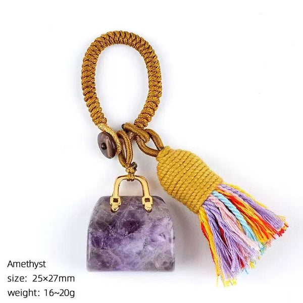 Mini Handbag Natural Gemstone Bag Charm & Keychain | 40KC202