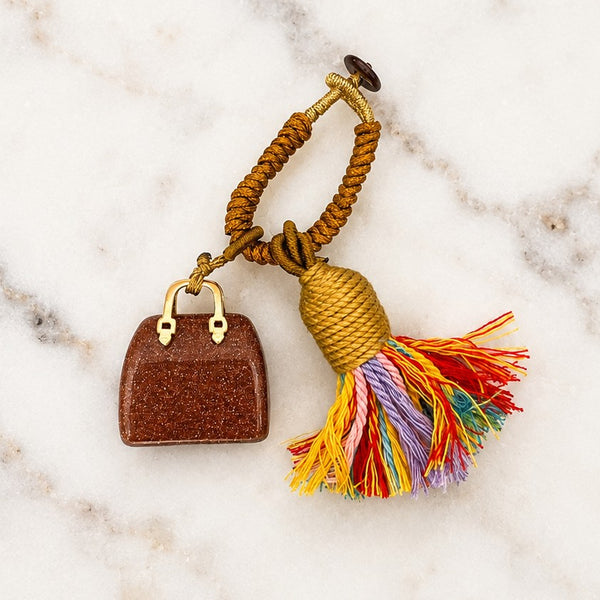 Mini Handbag Natural Gemstone Bag Charm & Keychain | 40KC202